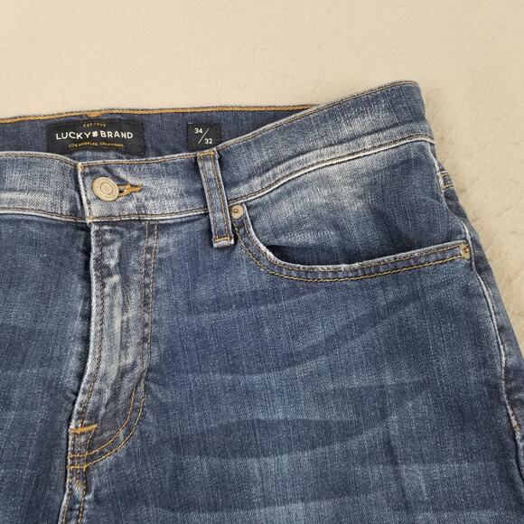 Lucky Brand Jeans Mens 34x32 Blue 221 Straight Stretch Zip Fly Straight Leg - Picture 4 of 16